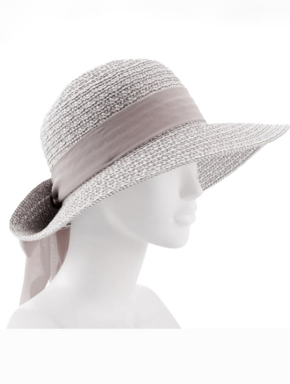 New Ribbon Band Raffia Straw Wide Brim Floppy Swinger Hat By Nine West